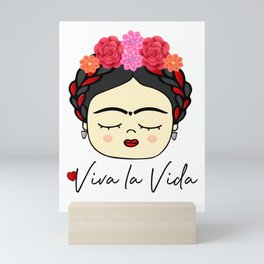 Viva la Frida, artist, flowered Mini Art Print