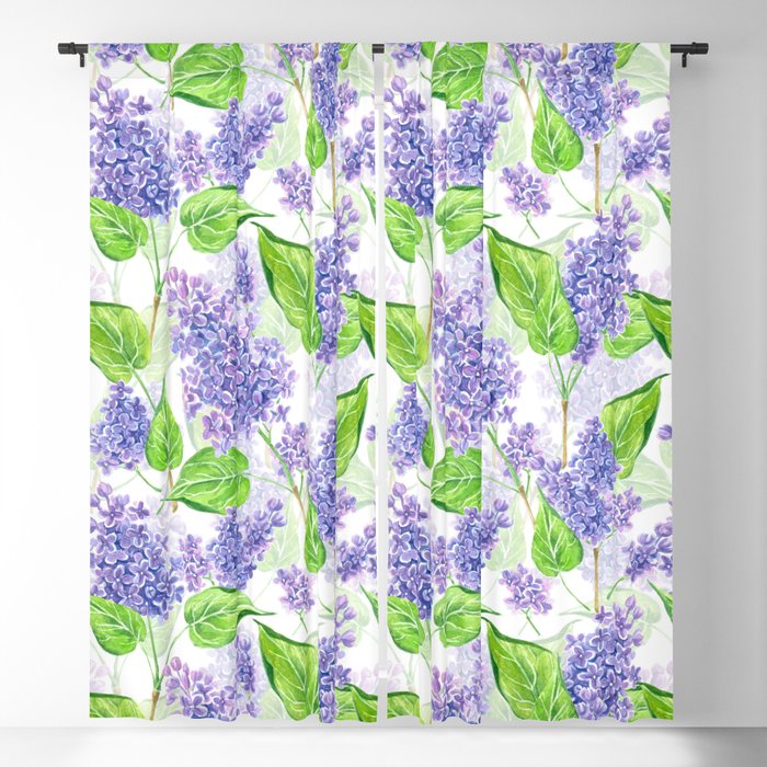 Violet lilacs watercolor  Blackout Curtain