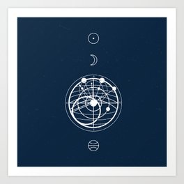 Astrology Compass Blue Art Print