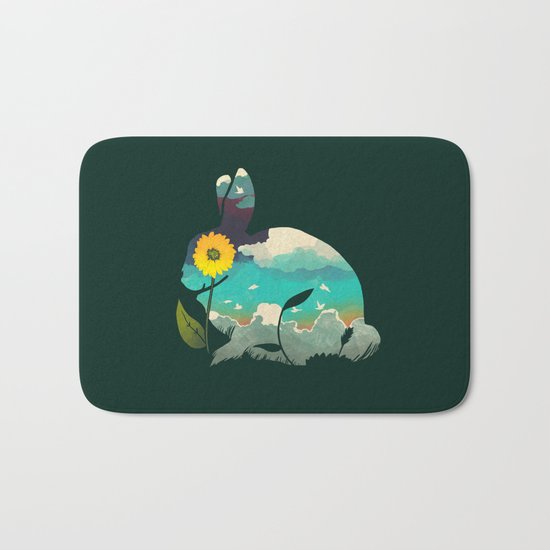 Rabbit Sky - (Forest Green) Bath Mat