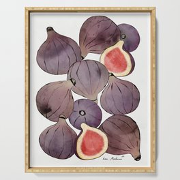 figs still life botanical watercolor Serving Tray