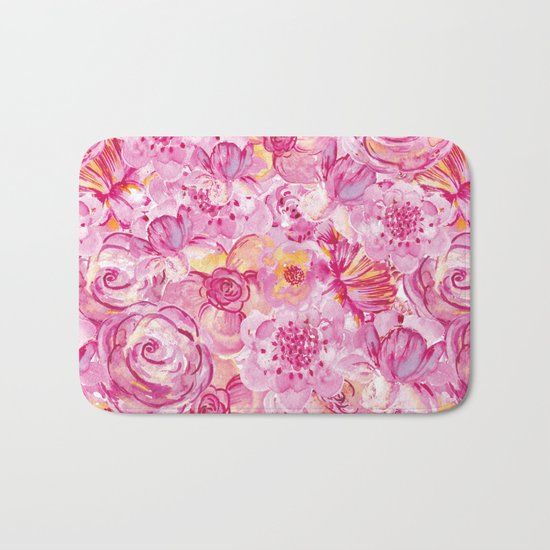 Rose pattern - Floral roses watercolor pattern Bath Mat