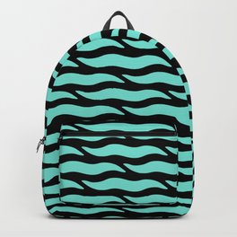 Tiger Wild Animal Print Pattern 339 Black and Mint Green Backpack