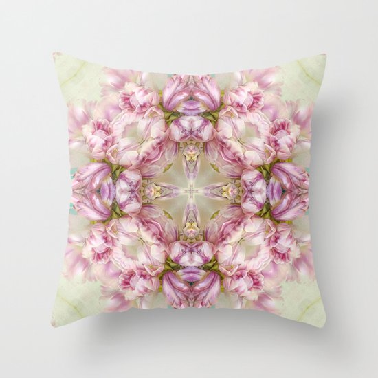 bouquet tulips in blue vase (pattern/pillow) Throw Pillow