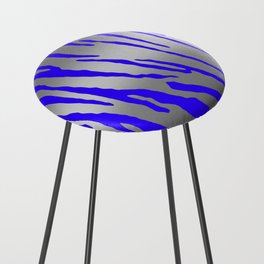 Silver Tiger Stripes Blue Counter Stool