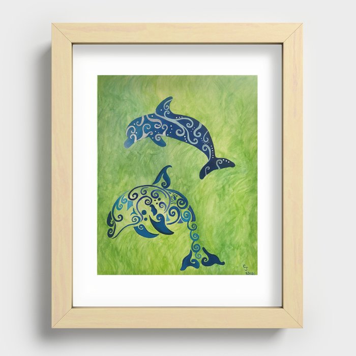 Dolphin Pair Recessed Framed Print