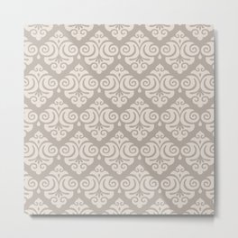 Victorian Gothic Pattern 524 Beige and Linen White Metal Print