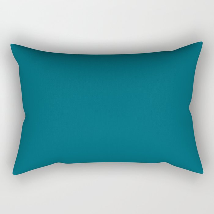 Dark Aqua Blue Green Solid Color Trending Shade Pairs Sherwin Williams Oceanside SW 6496 Rectangular Pillow
