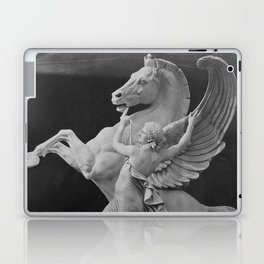 Mythical Pegasus and goddess Paris opera house decoratives winged horse black and white photograph - photography - photographs opera statues by Louis Emile Durandelle Laptop Skin