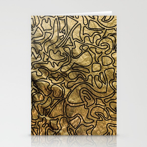 gold black geometric patterning Stationery Cards