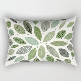Mid-Century Green Leaves Rectangular Pillow