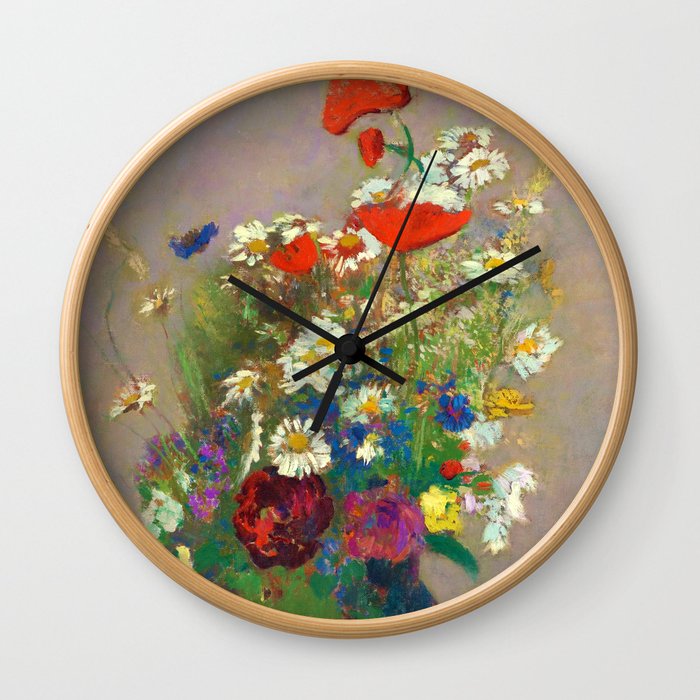 Odilon Redon "Vision - vase of flowers" Wall Clock
