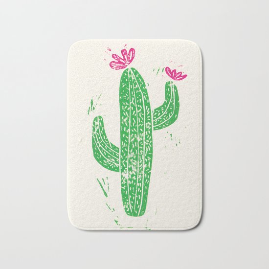 Linocut Cactus #2 Bath Mat