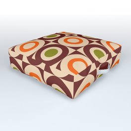 Pop Art Square and Circle Pattern 827 Green Orange Brown and Beige Outdoor Floor Cushion