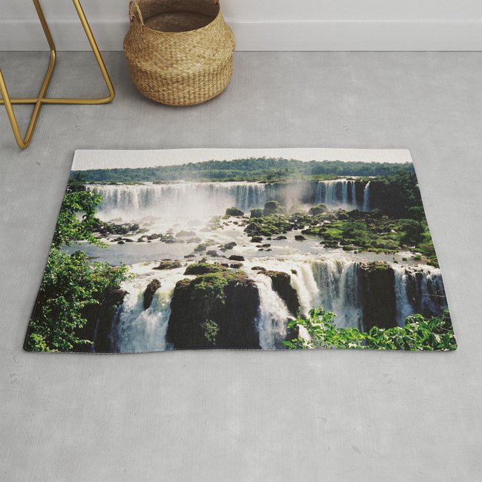 Brazil Photography - Beautiful Waterfall Surrounded By The Jungle Rug
