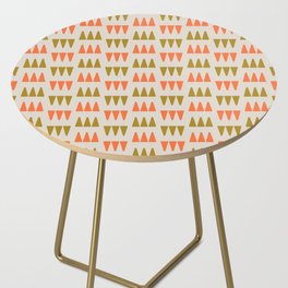 Retro Modernist Geometric Tri-Triangle Pattern 735 Gold Beige and Orange Side Table