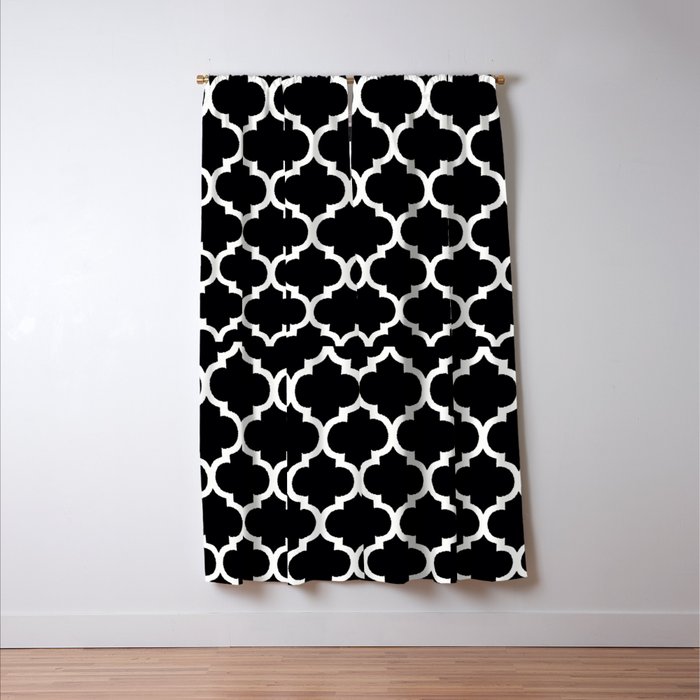 Moroccan Black And White Lattice Moroccan Pattern Blackout Curtain