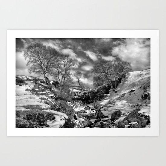 Waterfall Snowfall Art Print