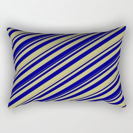 [ Thumbnail: Dark Khaki and Blue Colored Lines Pattern Rectangular Pillow ]