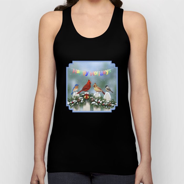 Christmas Birds and Garland Fence Unisex Tank Top Christmas Birds and Garland Fence Unisex Tank Top