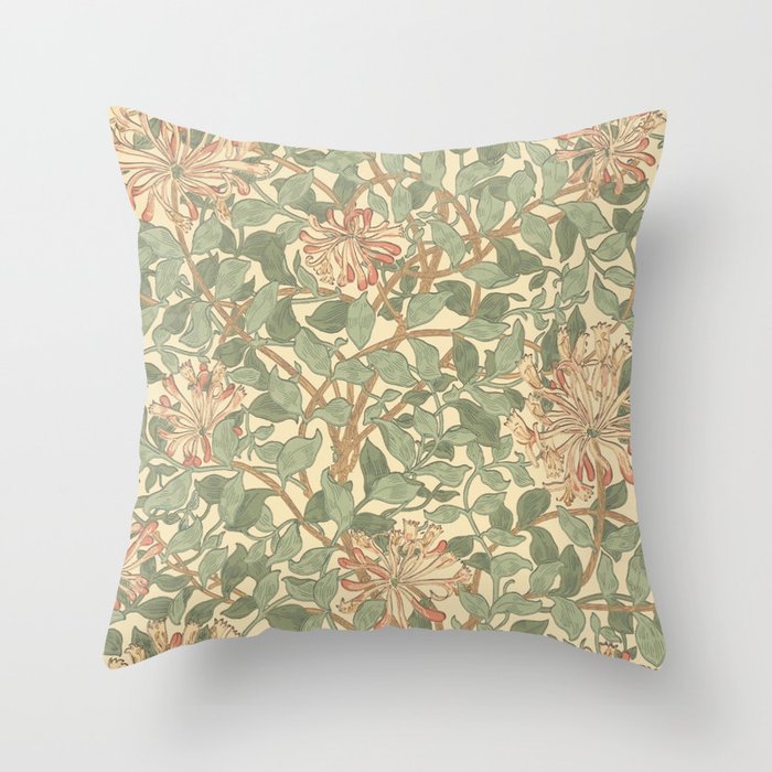William Morris Honeysuckle Design Throw Pillow