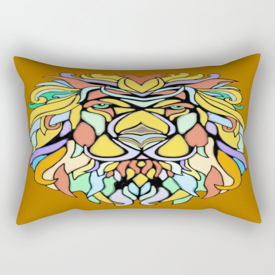 Metallic Lion Rectangular Pillow