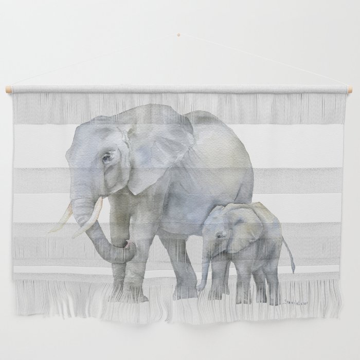 Mother and Baby Elephants Wall Hanging
