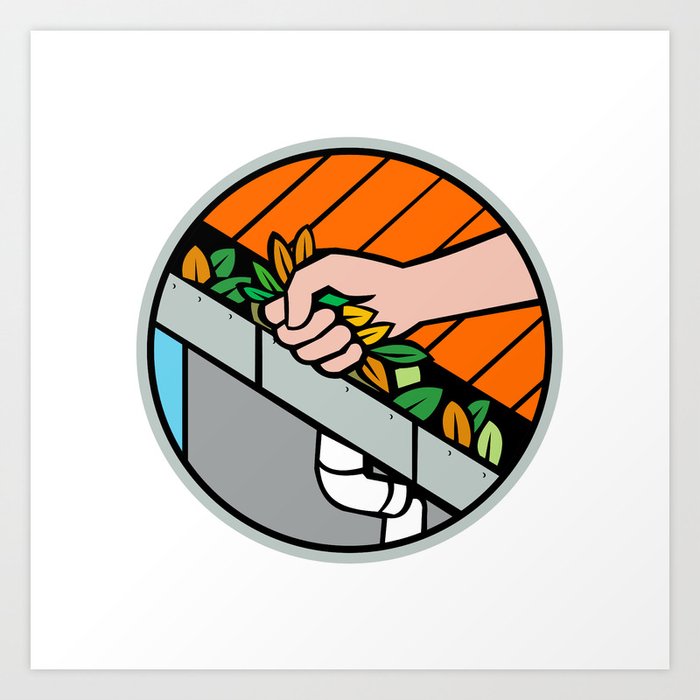 Hand Cleaning Roof Rain Gutter Icon Art Print By Patrimonio Society6