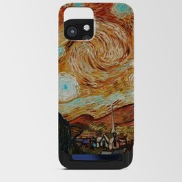 The Starry Night - La Nuit étoilée oil-on-canvas post-impressionist landscape masterpiece painting in alternate earthen gold and blue by Vincent van Gogh iPhone Card Case