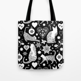 Merry Catmas Scandinavian Folk Art Christmas Design For Cat Lovers Tote Bag