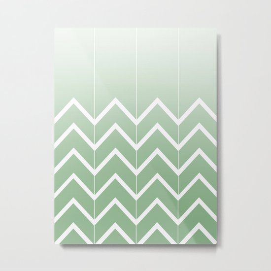Broken Chevrons (Green) Metal Print