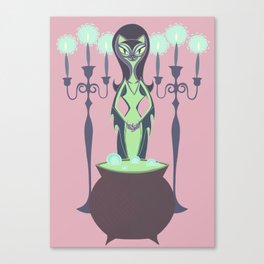 Witchy Kitty Pink Canvas Print