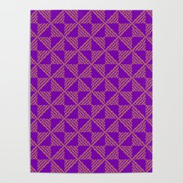 Purple & Gold Geometric Pinwheel Pattern Poster