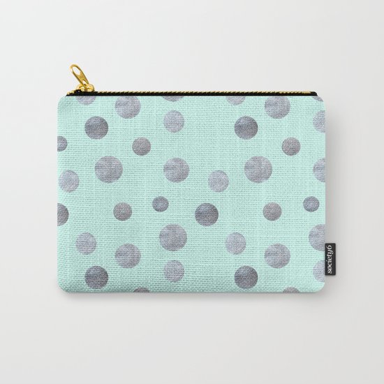 Silver dots on mint Carry-All Pouch