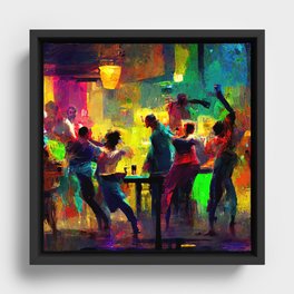 Dancing in a bar Framed Canvas