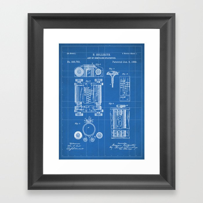 First Computer Patent - Technology Art - Blueprint Framed Art Print