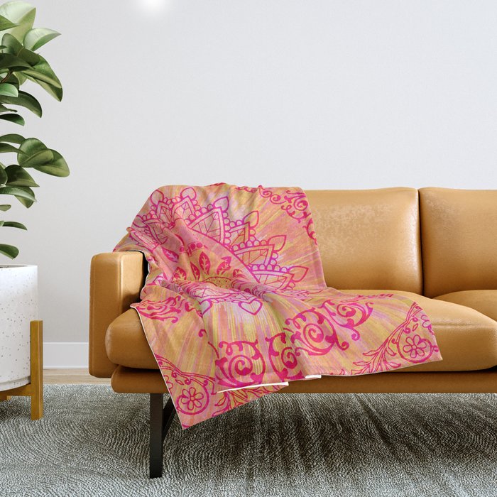 Mandala Orange Pink Spiritual Zen Hippie Bohemian Yoga Mantra