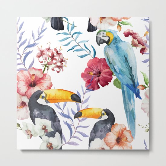 Tropical Bird Pattern 01 Metal Print
