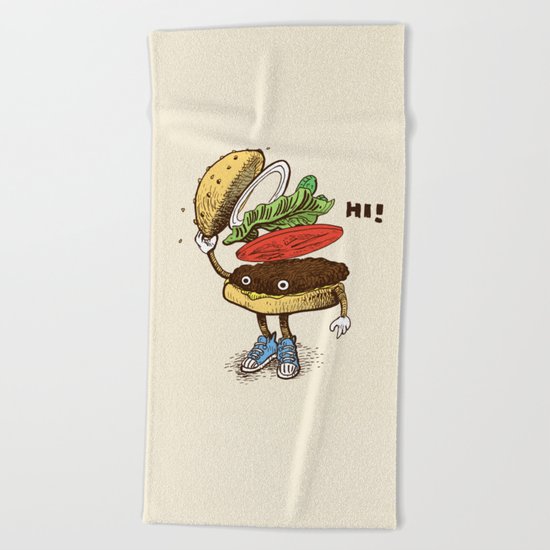 Burger Greeting Beach Towel