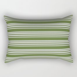[ Thumbnail: Light Gray and Dark Olive Green Colored Pattern of Stripes Rectangular Pillow ]