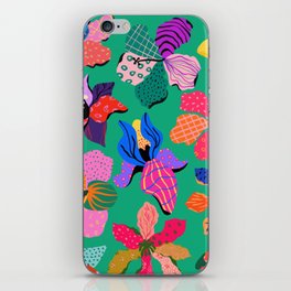 Tropical Flowers Color Pop Green iPhone Skin
