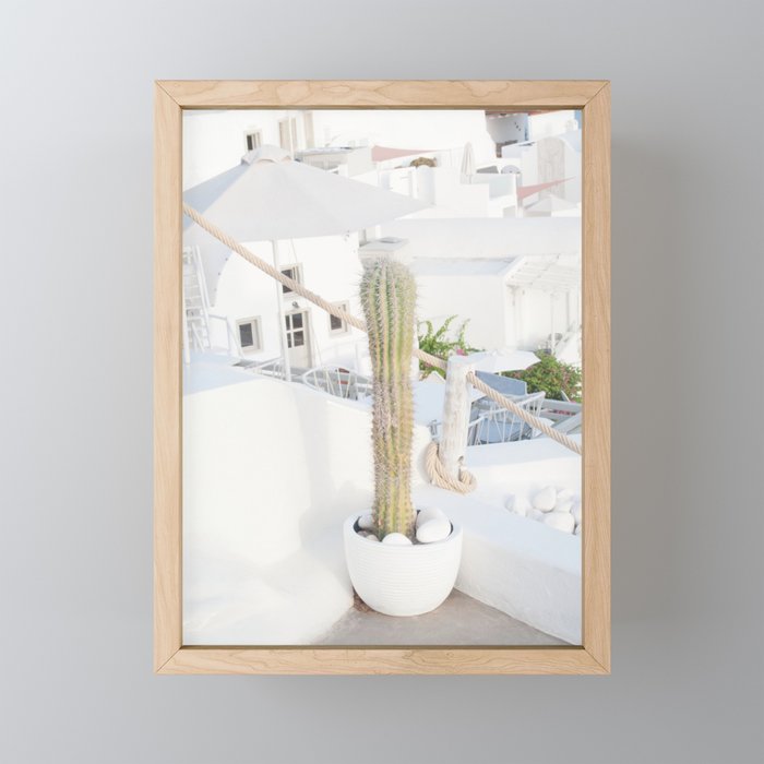 Santorini Cactus Dream #2 #minimal #wall #decor #art #society6 Framed Mini Art Print
