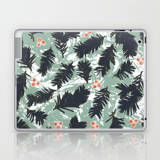 Forever Green Winter Floral Pattern Laptop & iPad Skin