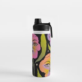 Never alone Water Bottle | Pansy, Drawing, Moon, Flowers, Curated, Pansies, Bloom, Stars, Night, Floral 