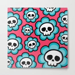 Skull Flowers Metal Print