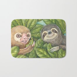 Sloth Friends Bath Mat | Painting, 2Fingeredsloth, Rainforestanimals, 2Toedsloth, Costaricansloths, 3Toedsloth, Sloths, 3Fingeredsloth, Watercolor 