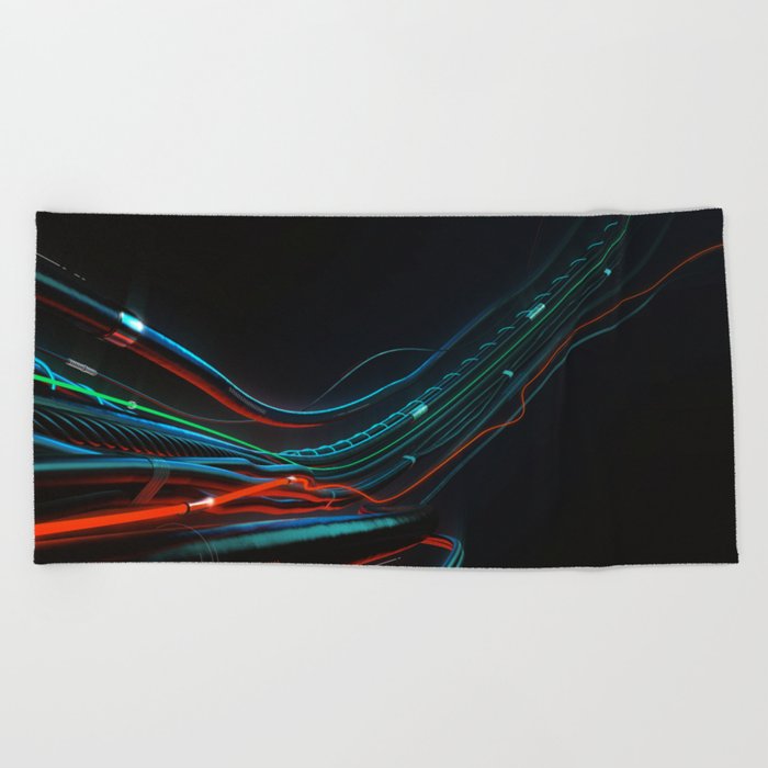 Abstract composition of Wires. Roller-coaster Beach Towel