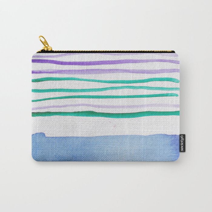 21   |181026 Lines & Color Block | Watercolor Abstract | Modern Watercolor Art Carry-All Pouch