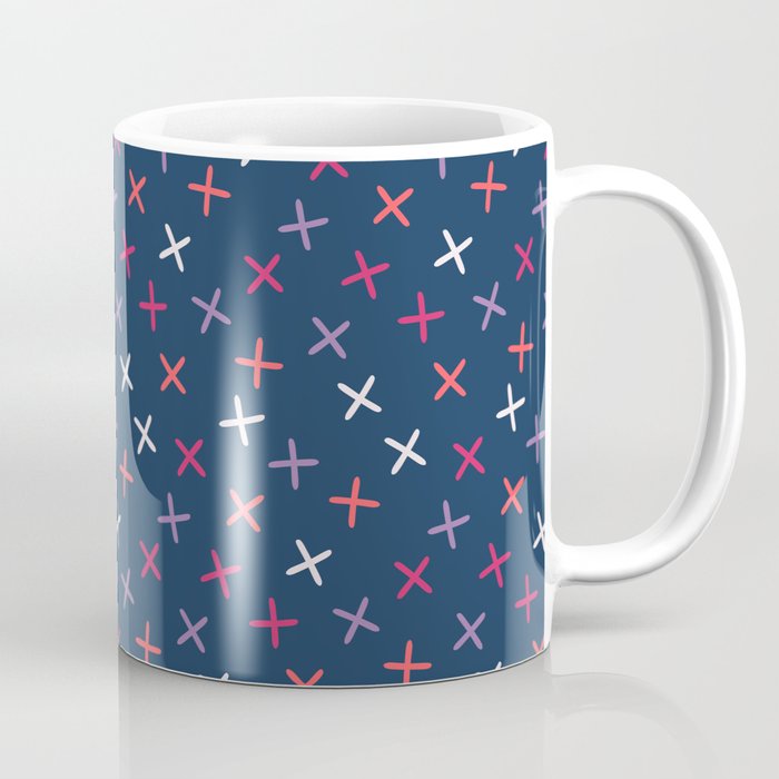 Valentine's Day X's on Blue Background Coffee Mug