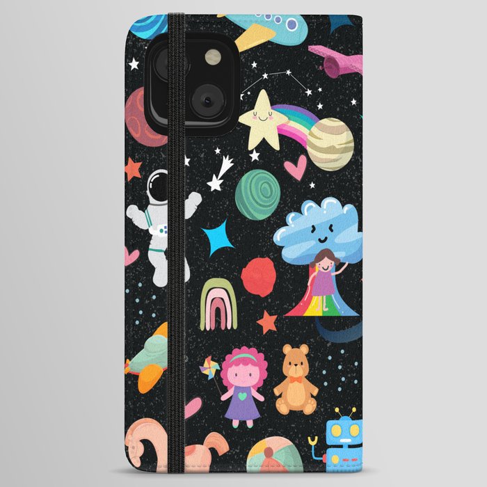 Astronaut and space pattern gift for kids iPhone Wallet Case